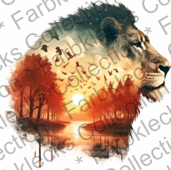 Motivtransfer 6573 Silhouette Löwe mit See