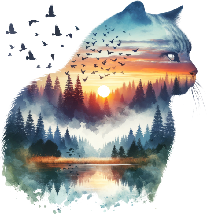 Motivtransfer 6576 Silhouette Leopard mit See