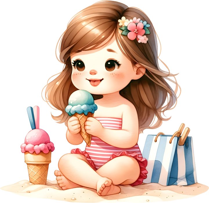 Motivtransfer 6683 Kind mit Eis und Tasche
