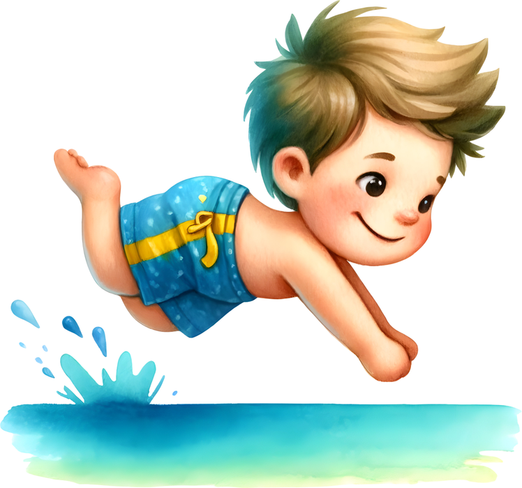 Motivtransfer 6754 Kind springt ins Wasser