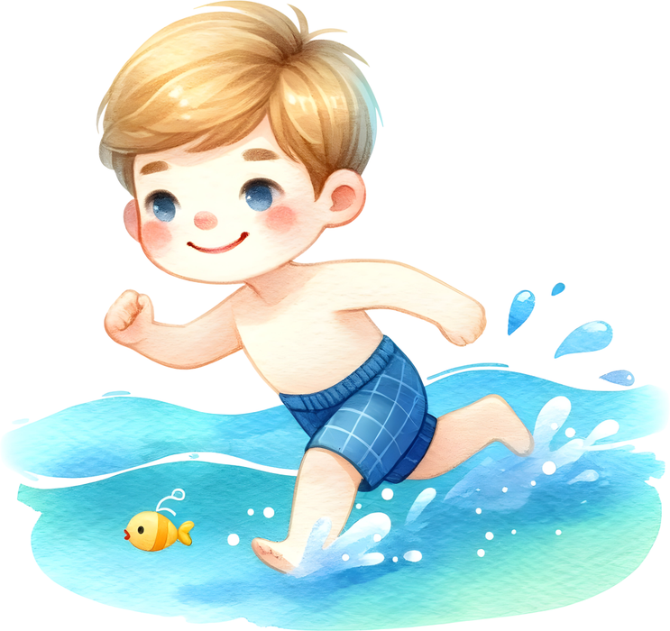 Motivtransfer 6795 Junge rennt ins Wasser