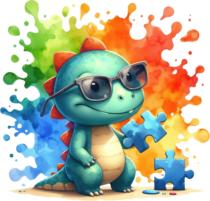 Motivtransfer 6814 Farbklecks mit Dino Puzzle
