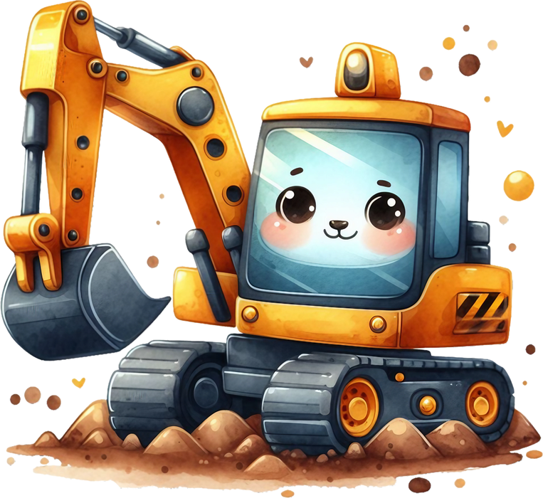 Motivtransfer 6878 Kleiner Bagger mit Gesicht