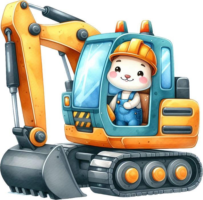 Motivtransfer 6887 Kleiner Bagger mit Hase