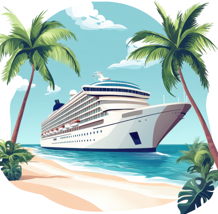 Motivtransfer 6890 Kreuzfahrtschiff vorm Strand