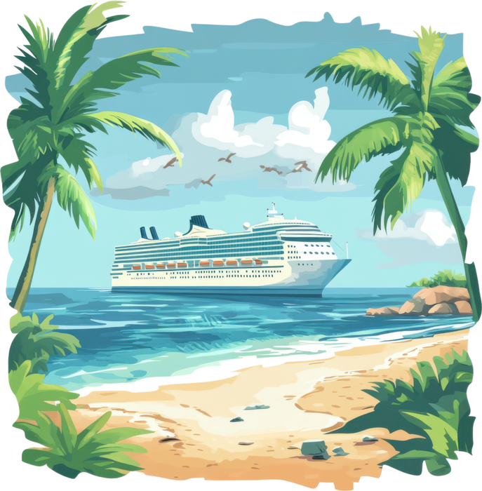 Motivtransfer 6893 Kreuzfahrtschiff vom Strand
