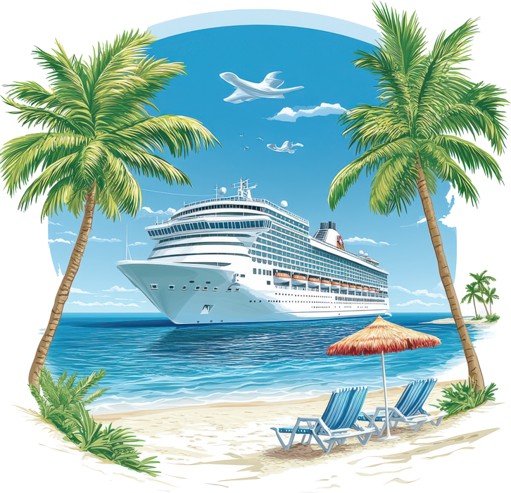 Motivtransfer 6894 Kreuzfahrtschiff vorm Strand