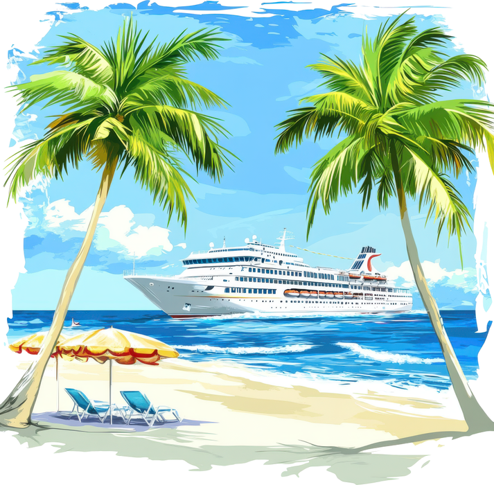 Motivtransfer 6897 Kreuzfahrtschiff mit Palmen
