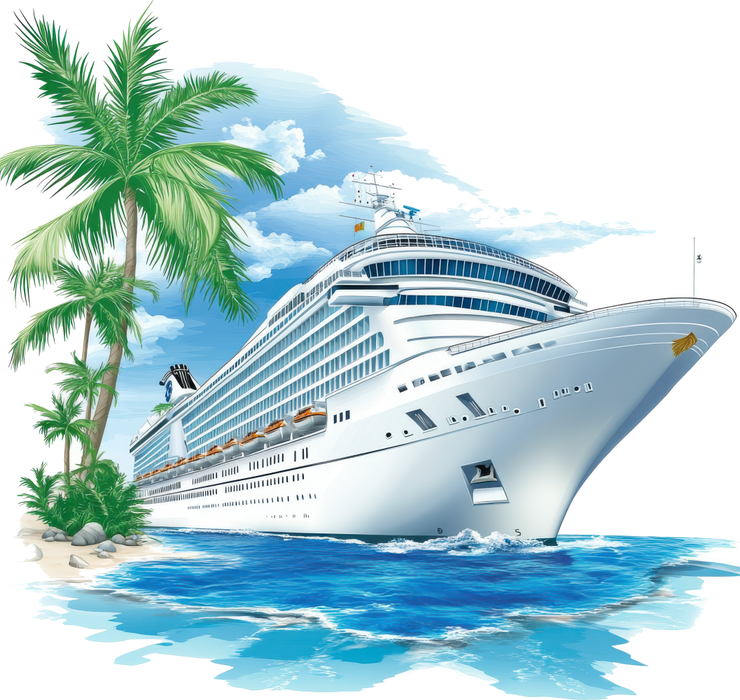 Motivtransfer 6901 Kreuzfahrtschiff mit Palme