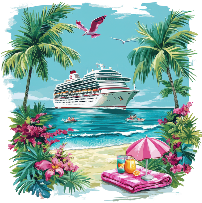 Motivtransfer 6905 Kreuzfahrtschiff vom Strand