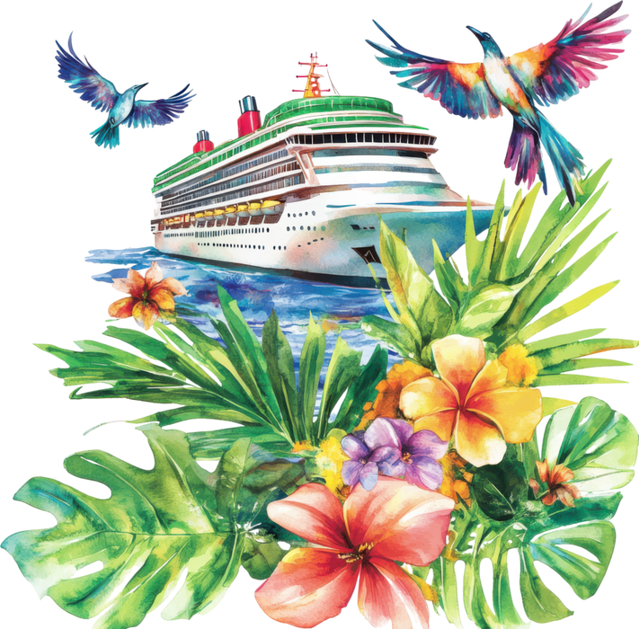Motivtransfer 6912 Kreuzfahrtschiff mit Blumen