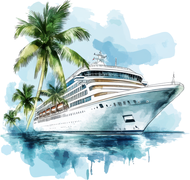 Motivtransfer 6919 Kreuzfahrtschiff mit Palme