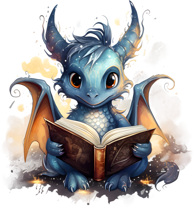 Motivtransfer 6945 Drache liest ein Buch