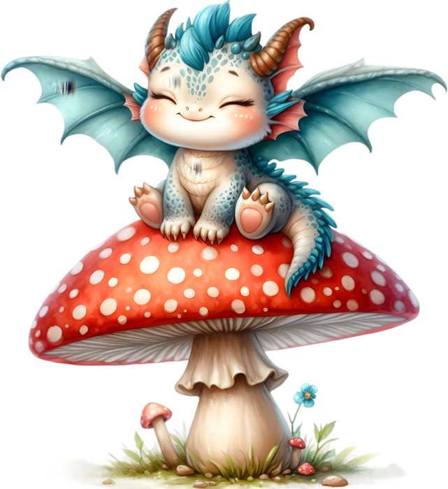 Motivtransfer 6951 Drache auf Fliegenpilz