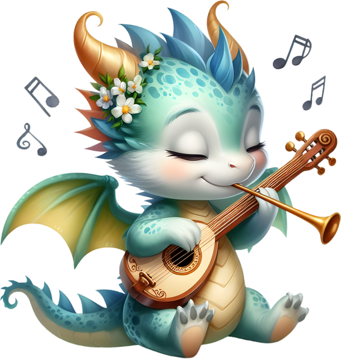 Motivtransfer 6952 Drache spielt Musik