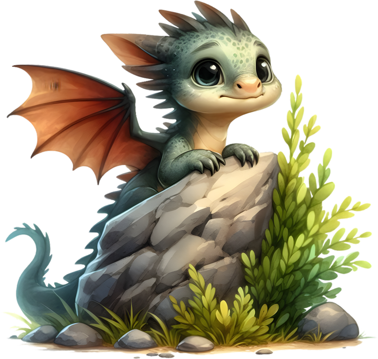 Motivtransfer 6961 Drache schaut über den Felsen