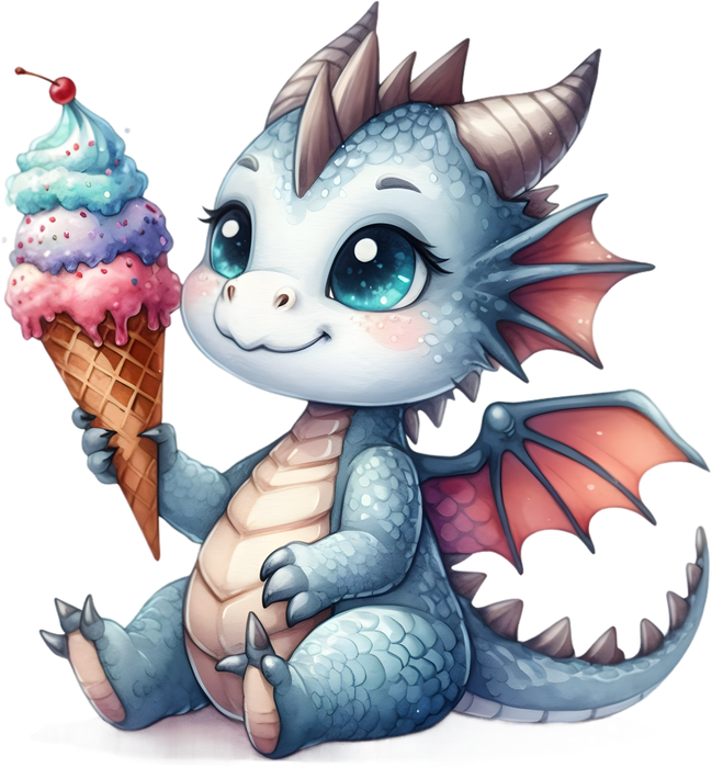 Motivtransfer 6962 Drache isst ein Eis