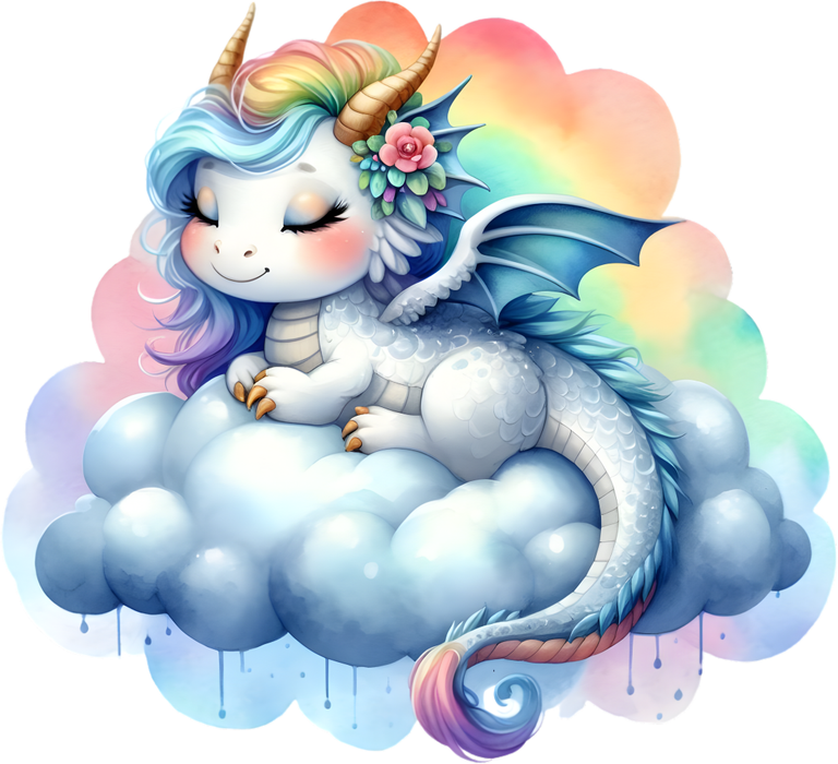 Motivtransfer 6967 Drachenmädchen auf einer Wolke