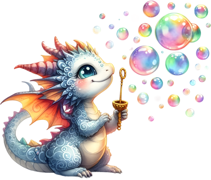 Motivtransfer 6970 Drache spielt mit Seifenblasen