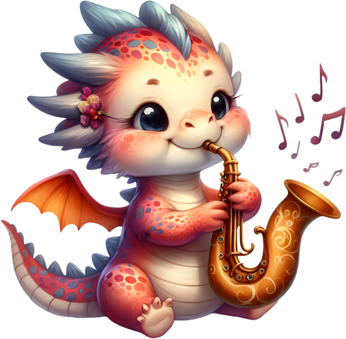 Motivtransfer 6972 Drache spielt Saxophon