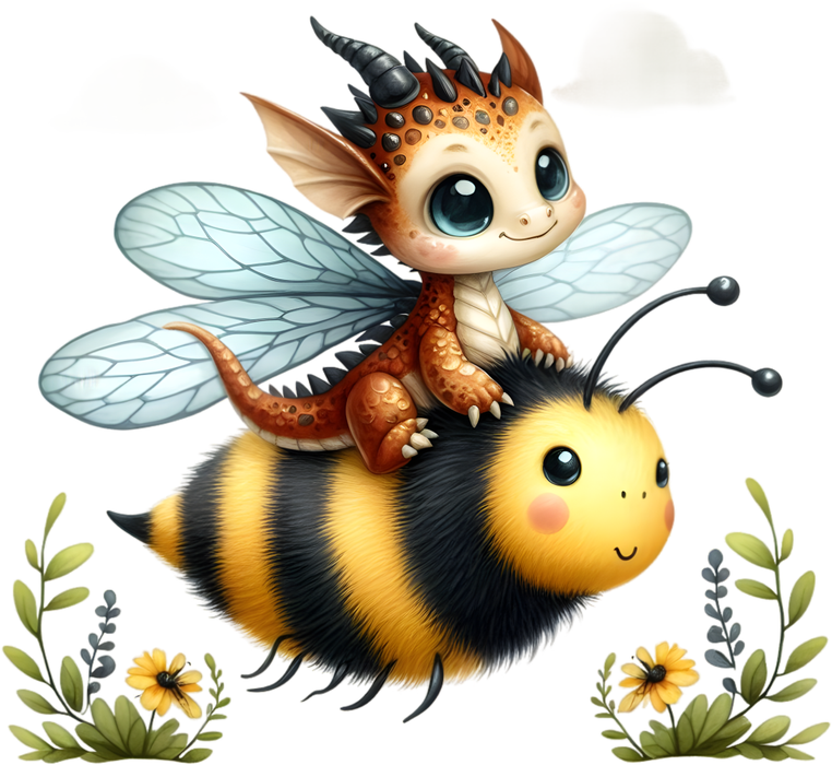 Motivtransfer 6978 Drache reitet auf Biene