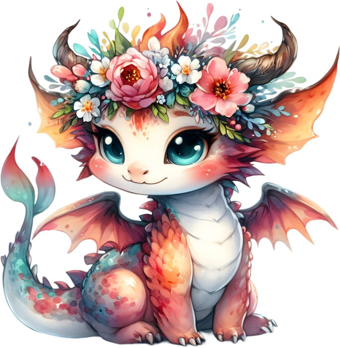 Motivtransfer 6979 Drache mit Blumenkranz