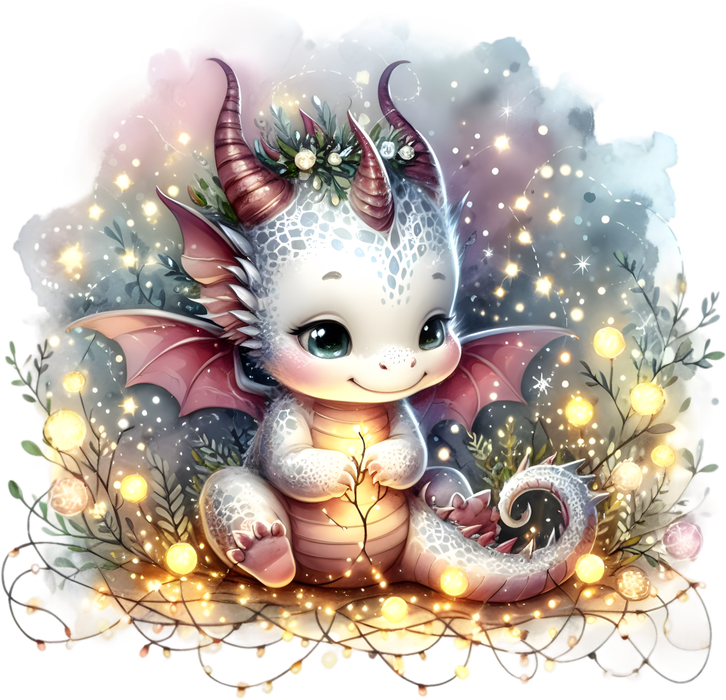 Motivtransfer 6980 Drache spielt mit Lichterkette