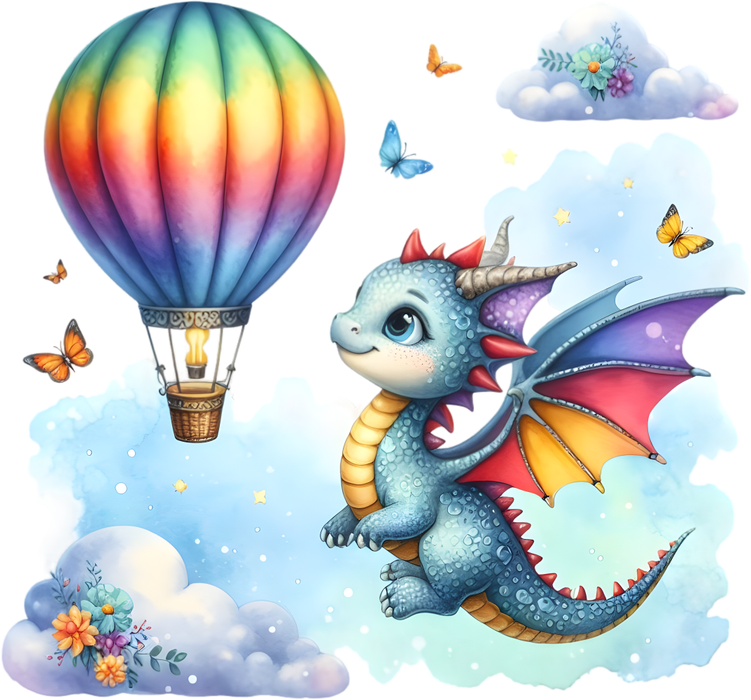 Motivtransfer 6982 Drache mit Heissluftballon