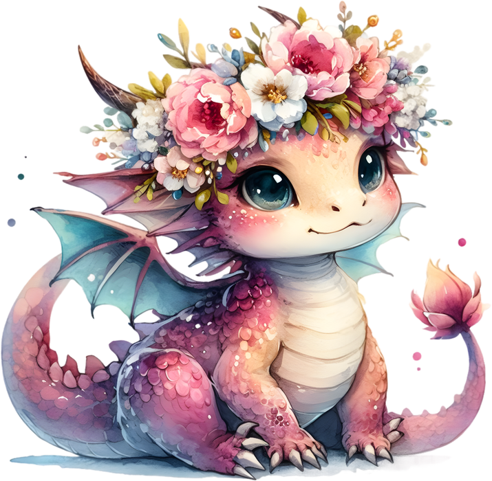 Motivtransfer 6991 Drache mit Blumen Haarreif