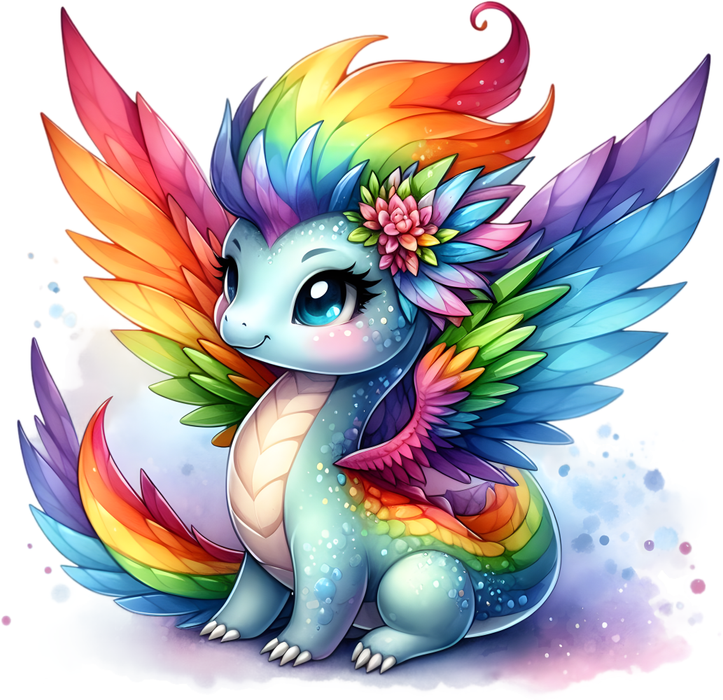 Motivtransfer 6992 Drache mit Regenbogenflügeln