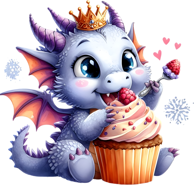 Motivtransfer 6994 Drache isst einen Cupcake
