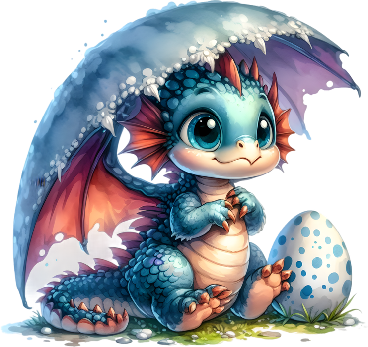Motivtransfer 7001 Drache mit Regenschirm und Ei