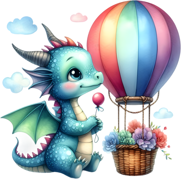 Motivtransfer 7003 Drache mit Heissluftballon