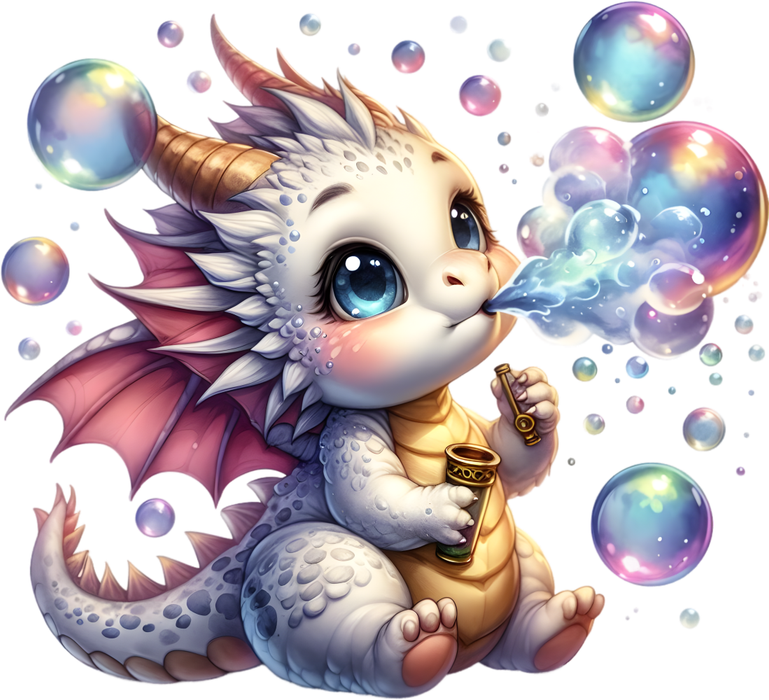 Motivtransfer 7008 Drache spielt mit Seifenblasen