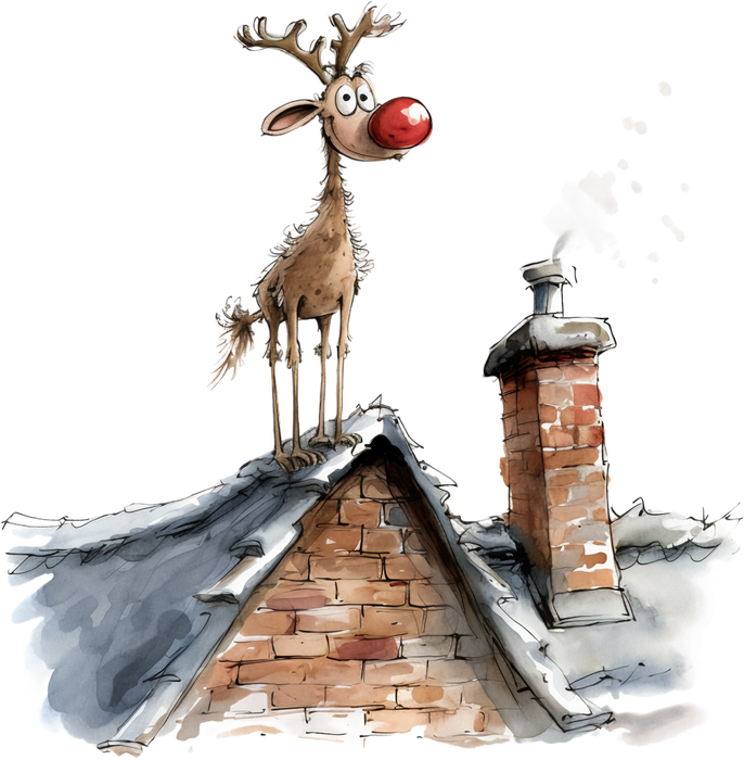 Motivtransfer 7091 Lustiges Rentier auf dem Dach