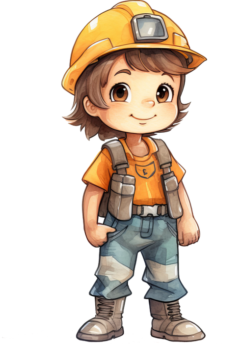 Motivtransfer 7186 Kleiner Bauarbeiter mit Helm