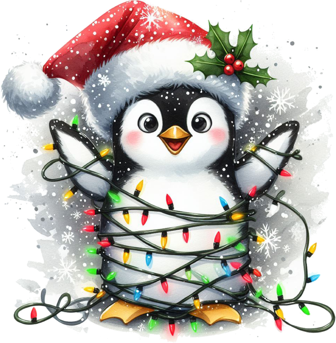 Motivtransfer 7230 Pinguin mit Lichterkette