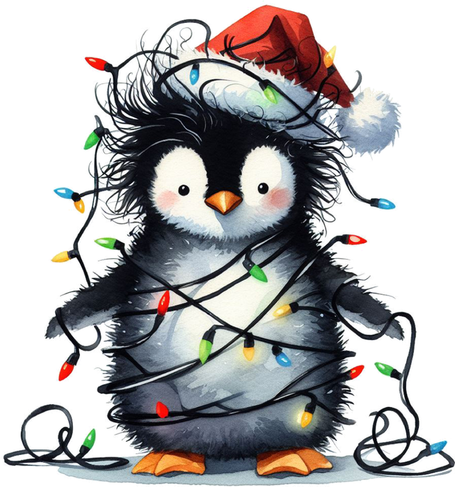 Motivtransfer 7234 Pinguin mit Lichterkette