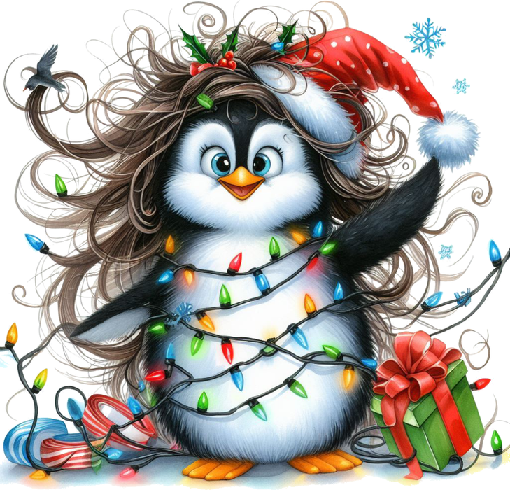 Motivtransfer 7238 Pinguin mit wildem Haar