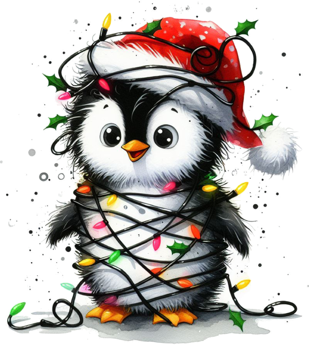 Motivtransfer 7245 Pinguin mit Lichterkette