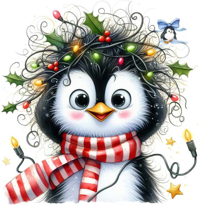 Motivtransfer 7246 Pinguin mit Lichterkette