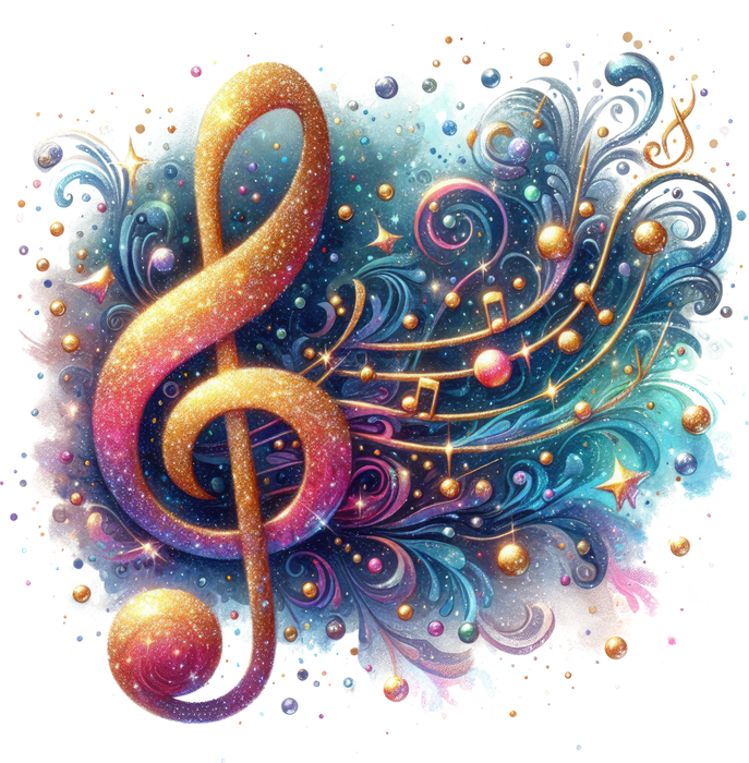 Motivtransfer 7252 Musiknote mit buntem Hintergrund