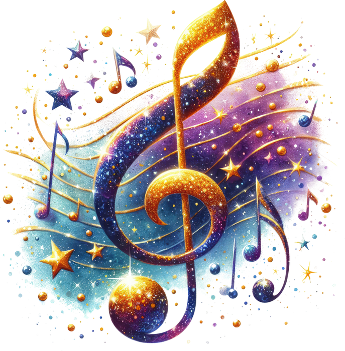 Motivtransfer 7253 Musiknote mit buntem Hintergrund