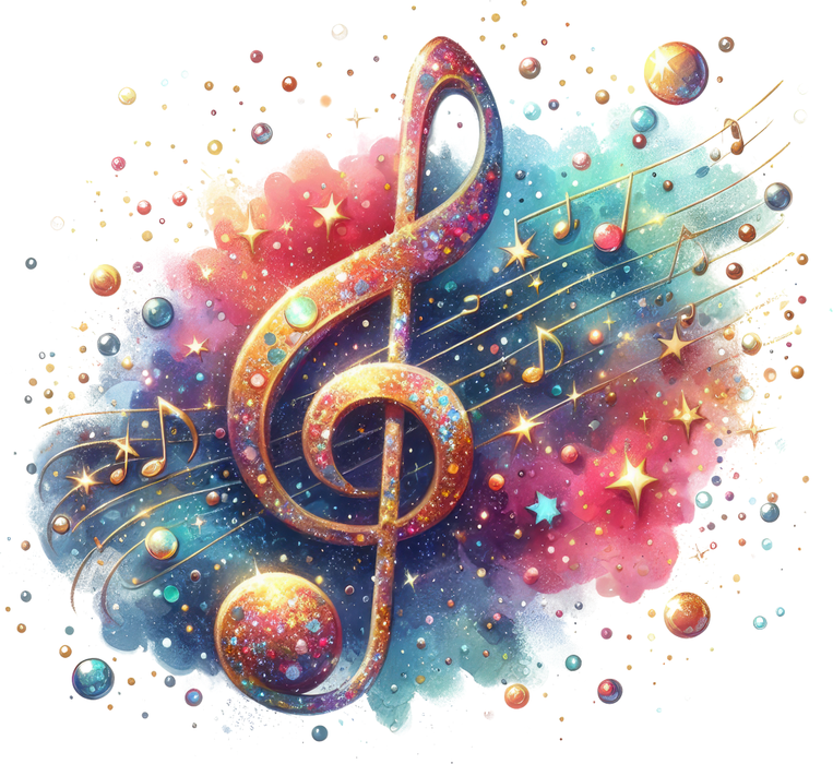 Motivtransfer 7255 Musiknote mit buntem Hintergrund