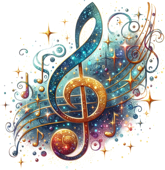 Motivtransfer 7256 Musiknote mit buntem Hintergrund