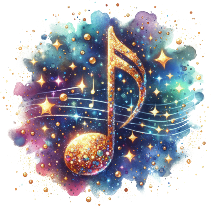 Motivtransfer 7259 Musiknote mit buntem Hintergrund