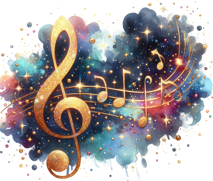 Motivtransfer 7261 Musiknote mit buntem Hintergrund