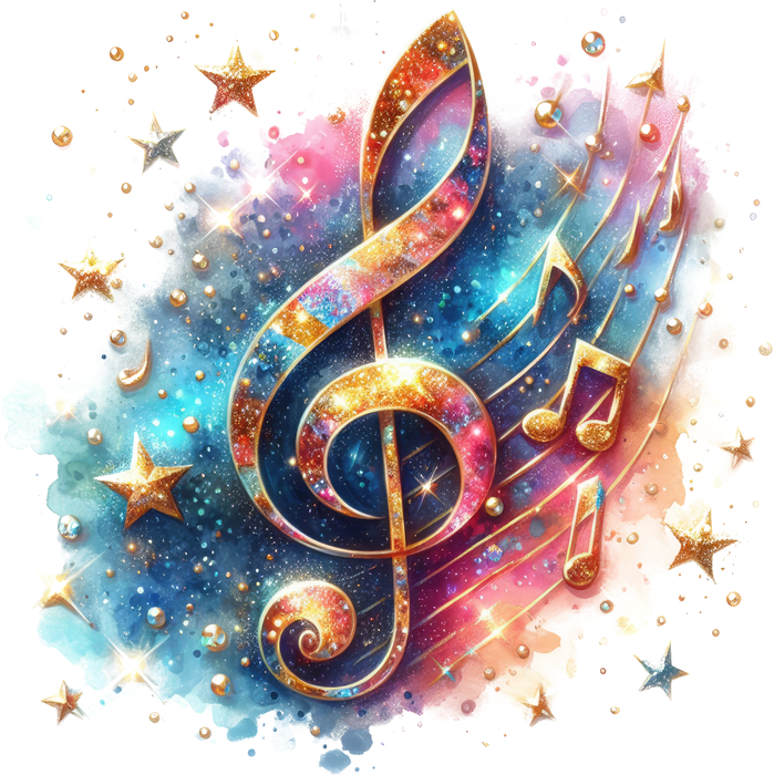 Motivtransfer 7262 Musiknote mit buntem Hintergrund
