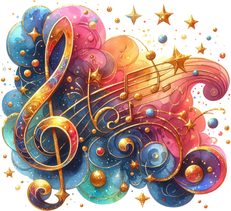 Motivtransfer 7263 Musiknote mit buntem Hintergrund
