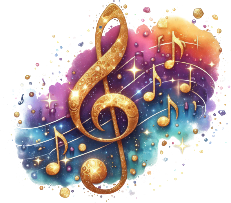 Motivtransfer 7265 Musiknote mit buntem Hintergrund